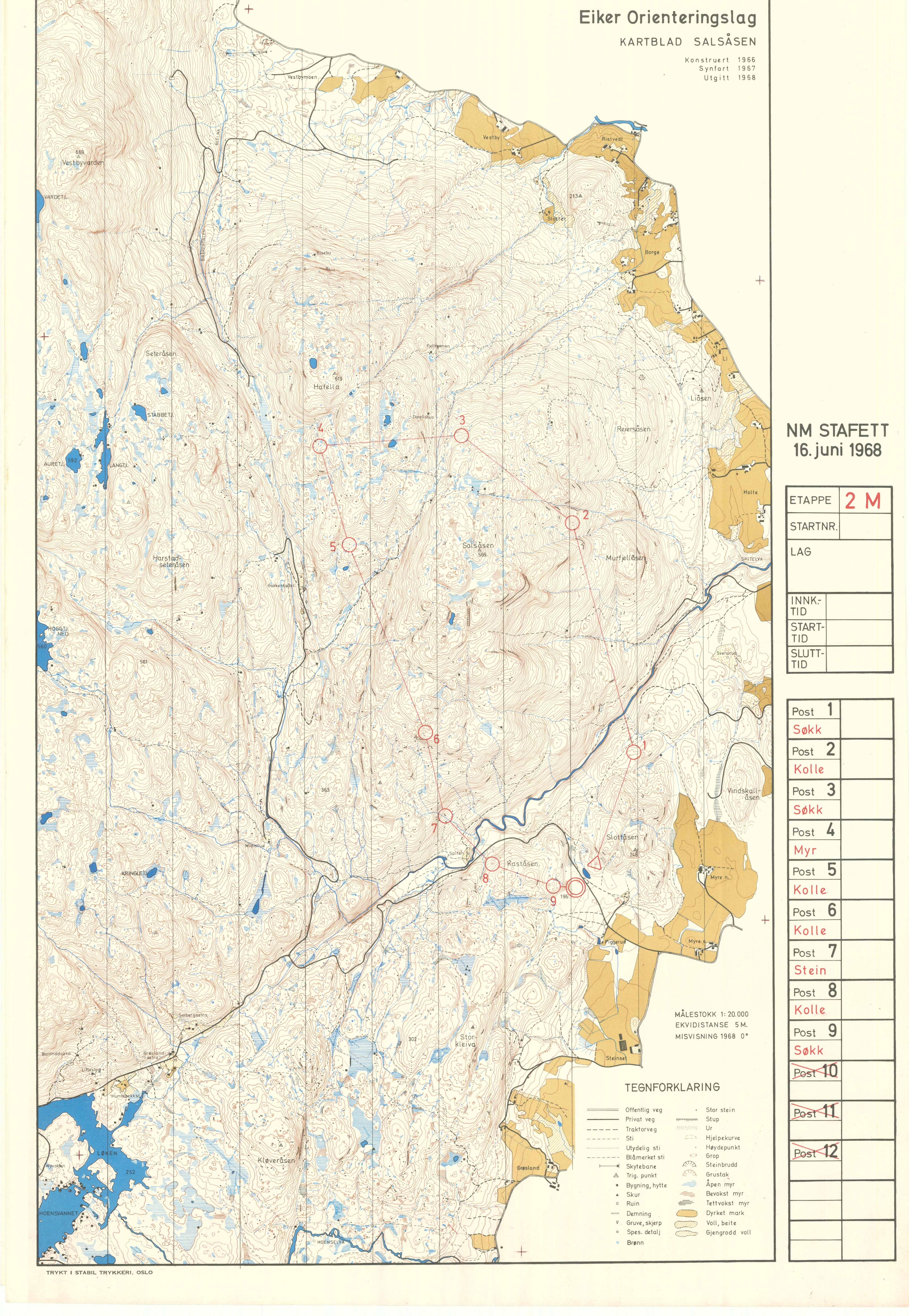 NM stafett menn 2. etappe - Salsåsen (16-06-1968)