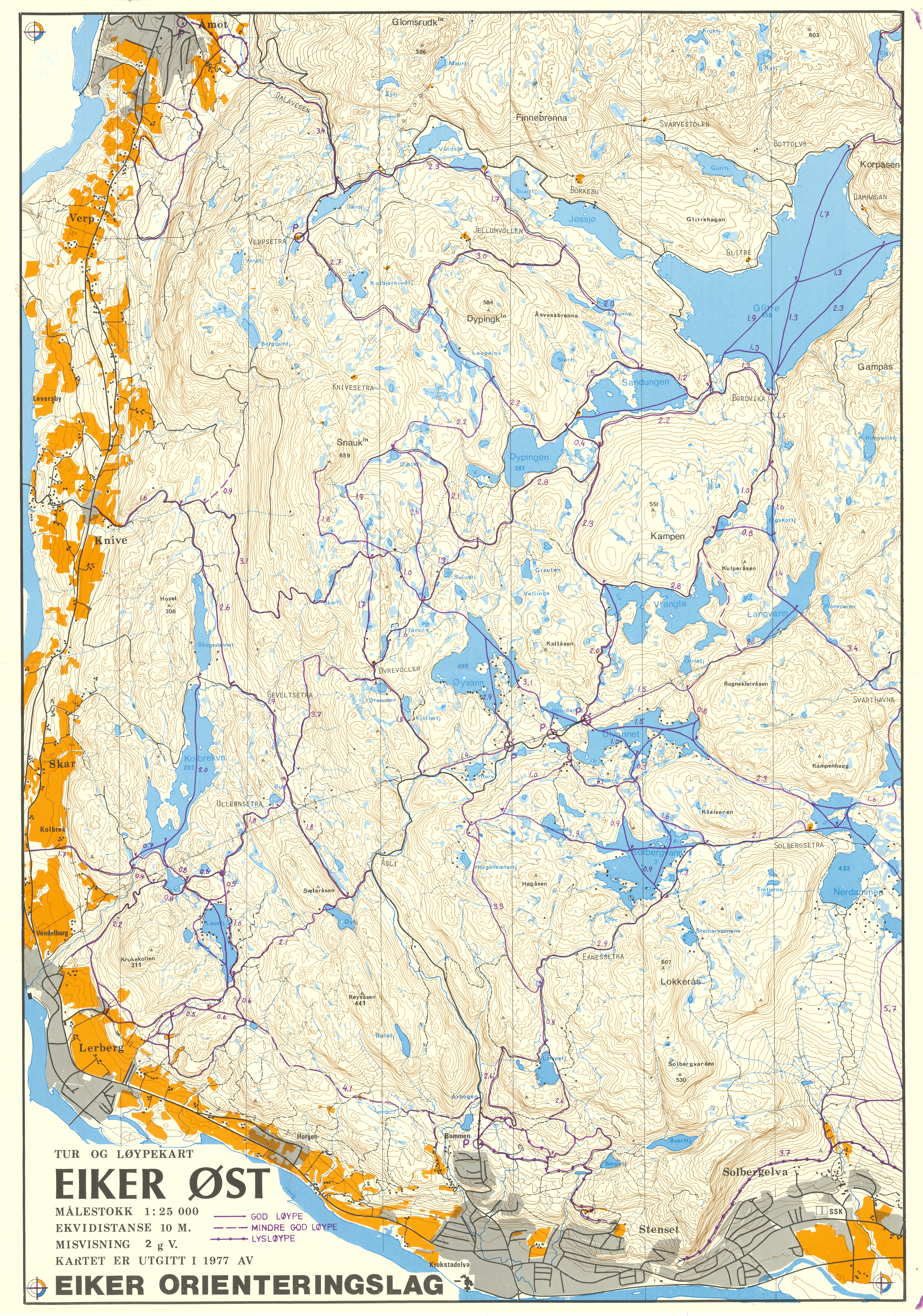 Eiker Øst - turkart med skiløyper (1977-01-01)